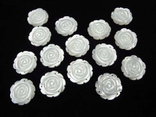 3Stk 8,79 $! Weiße Muschel (Silberlippen-Auster) AAA Rose 22mm Drei Löcher 3Stk