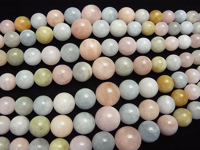 Berylmix (Mehrfarbiger Aquamarin) AA Rund 5-14 mm Größenvariation 1Strang Perlen (ca. 18 Zoll / 44 cm)