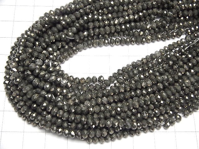High Quality! 1strand $9.79! Pyrite AAA Faceted Button Rondelle 4x4x2.5mm 1strand beads (aprx.15inch/38cm)
