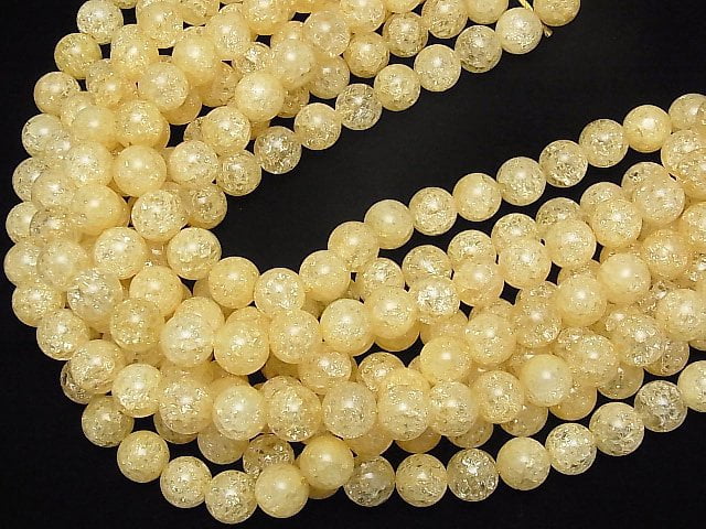 Gelbe Rissige Kristallrunde 12mm halb oder 1strang Perlen (ca. 15 Zoll / 36 cm)