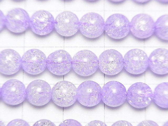 Lila Farbe 1 Rissige Kristallrunde 6mm 1strang Perlen (ca. 15 Zoll / 36 cm)
