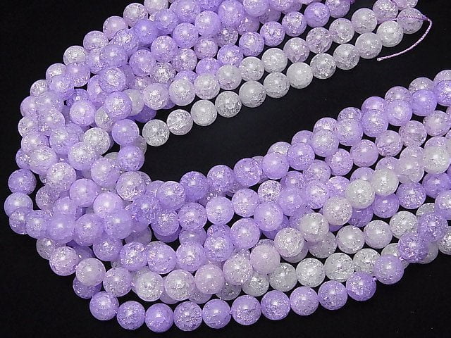 Lila Farbe 1 Rissige Kristallrunde 10mm 1strang Perlen (ca. 15 Zoll / 36 cm)