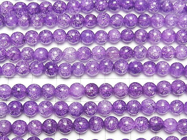 Lila Farbe 2 Rissige Kristallrunde 6mm 1strang Perlen (ca. 15 Zoll / 36 cm)