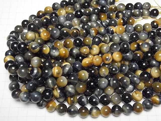 Silberblau & Goldener Tigerauge AA++ Rund 12mm halb oder 1strang Perlen (ca. 15 Zoll / 36 cm)