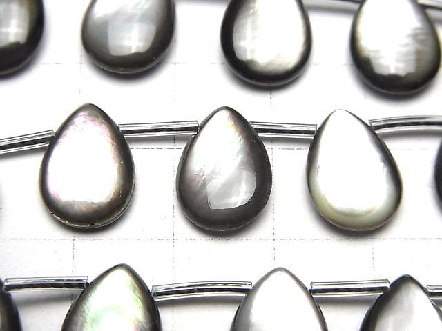 Hochwertige schwarze Muschel (Schwarzlippenauster) AAA Tropfenform (glatt) 14 x 10 x 4 mm 1/4 oder 1strang Perlen (ca. 15 Zoll / 38 cm)