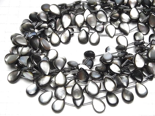 Hochwertige schwarze Muschel (Schwarzlippenauster) AAA Tropfenform (glatt) 14 x 10 x 4 mm 1/4 oder 1strang Perlen (ca. 15 Zoll / 38 cm)