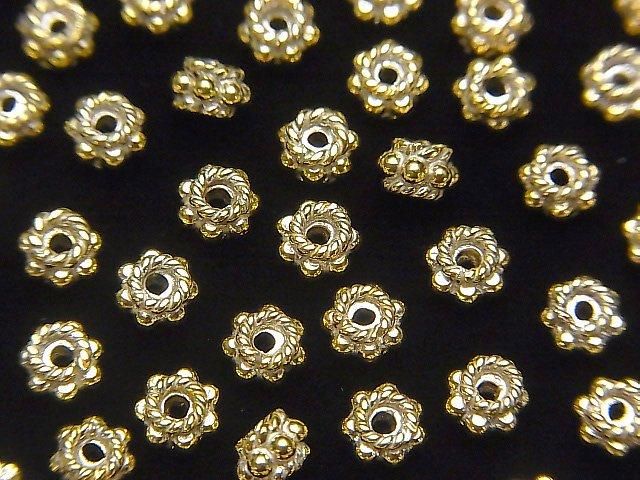 Silver 925 Rondelle 5x5x3mm Antique Gold Finish 4pcs $5.39-!