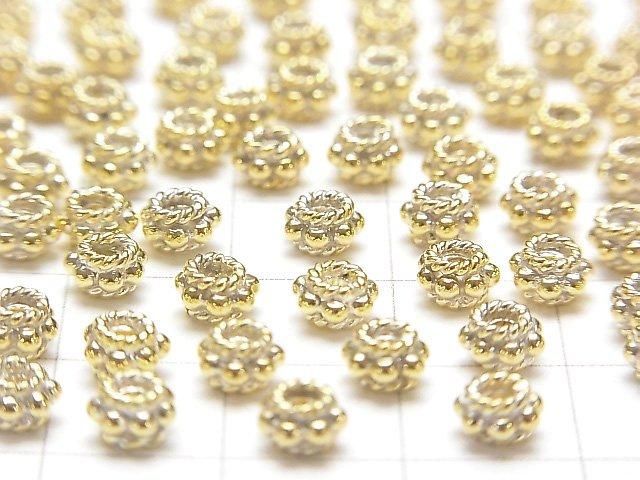 Silver 925 Rondelle 5x5x3mm Antique Gold Finish 4pcs $5.39-!