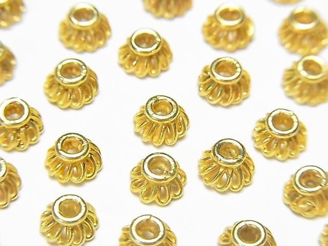 Silver 925 Bead Caps 6x6x3mm 18KGP 4pcs