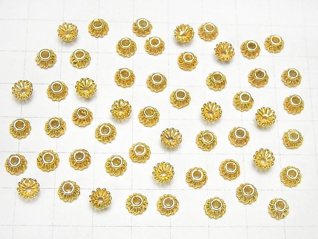 Silver 925 Bead Caps 6x6x3mm 18KGP 4pcs