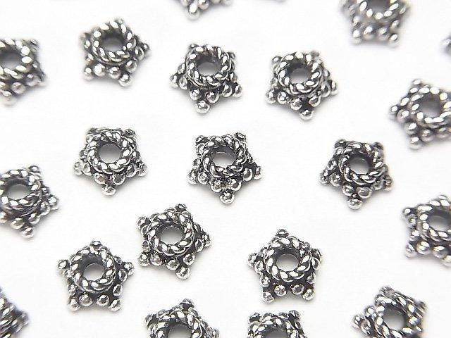 Silver 925 Bead Caps 5mm, 6mm Oxidized Finish 3pcs