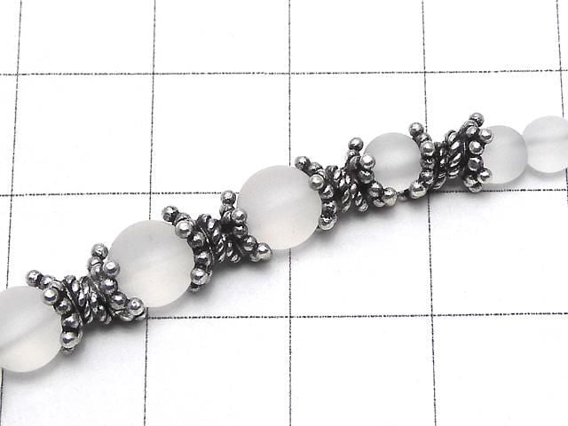 Silver 925 Bead Caps 5mm, 6mm Oxidized Finish 3pcs