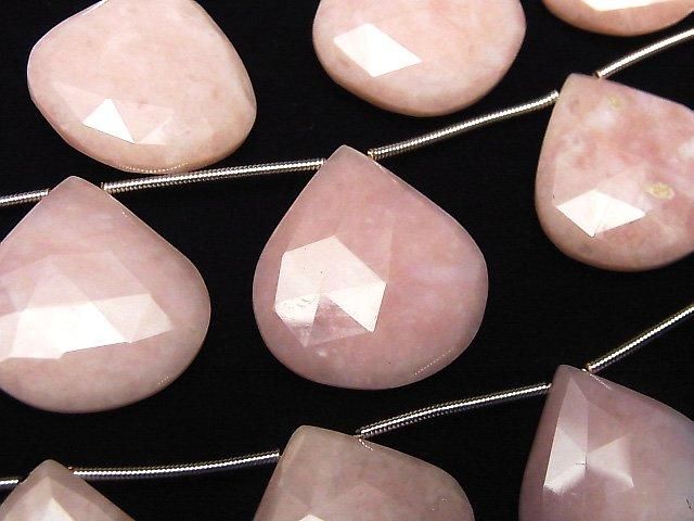 Hochwertiger rosa Opal AAA- Kastanienform facettierte Briolette 1-Strang (5 Stück)