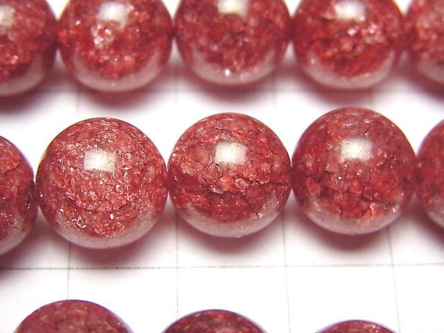 Rote Farbe 1 Rissige Kristall Rund 12mm halb oder 1Strang Perlen (ca. 15 Zoll / 37 cm)
