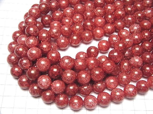 Rote Farbe 1 Rissige Kristall Rund 12mm halb oder 1Strang Perlen (ca. 15 Zoll / 37 cm)