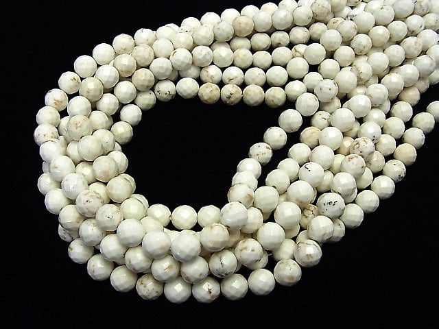 1strand $6.79! Magnesite 64Faceted Round 8mm 1strand beads (aprx.15inch/36cm)