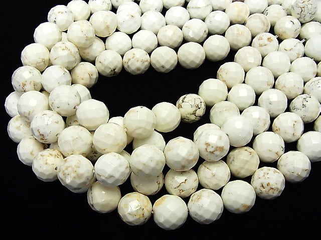 Magnesite 64Faceted Round 14mm half or 1strand beads (aprx.15inch/37cm)