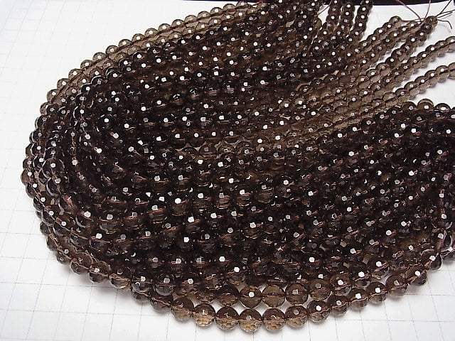 Rauchquarz AAA 128 Facettierte Runde 8mm 1/4 oder 1strang Perlen (ca. 15 Zoll / 37 cm)