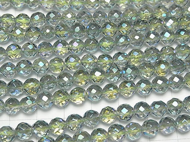 Grüner Blitzkristall 64 Facettierte Runde 6mm halbe oder 1strang Perlen (ca. 15 Zoll / 37 cm)