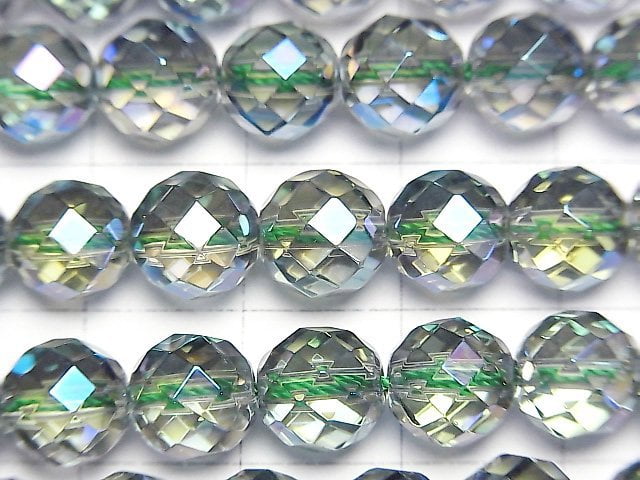 Grüner Blitzkristall 64 Facettierte Runde 8mm halbe oder 1strang Perlen (ca. 15 Zoll / 37 cm)