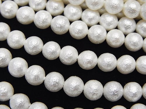 Muschelperle (Zuckerperle) Weiße Rund 6mm 1Strang Perlen (ca. 15 Zoll/38 cm)
