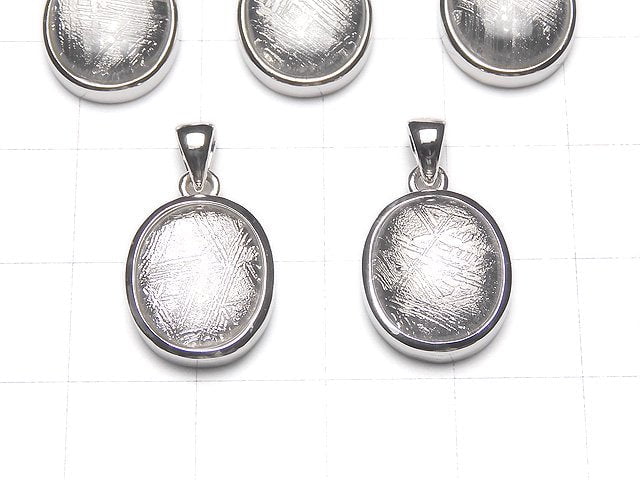 Meteoriten (Muonionalusta) Ovalanhänger 14x12x6mm Silber 925