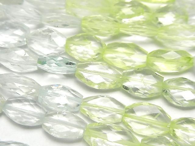 Hochwertige Berylmischung (Multicolor Aquamarin) AAA Oval - Facettierter Nugget halb oder 1Strang Perlen (ca. 7 Zoll / 18 cm)