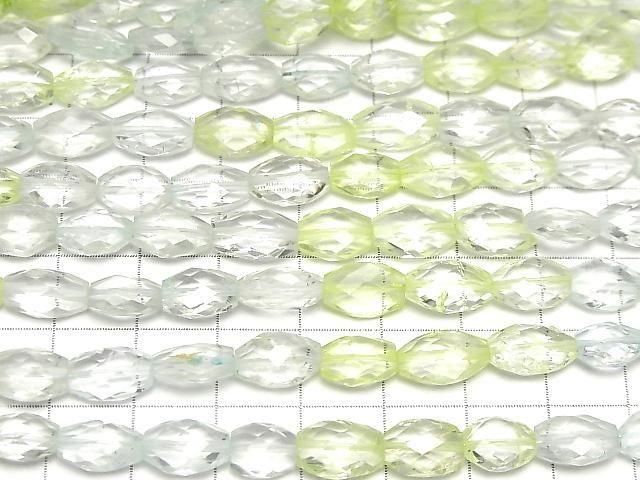 Hochwertige Berylmischung (Multicolor Aquamarin) AAA Oval - Facettierter Nugget halb oder 1Strang Perlen (ca. 7 Zoll / 18 cm)