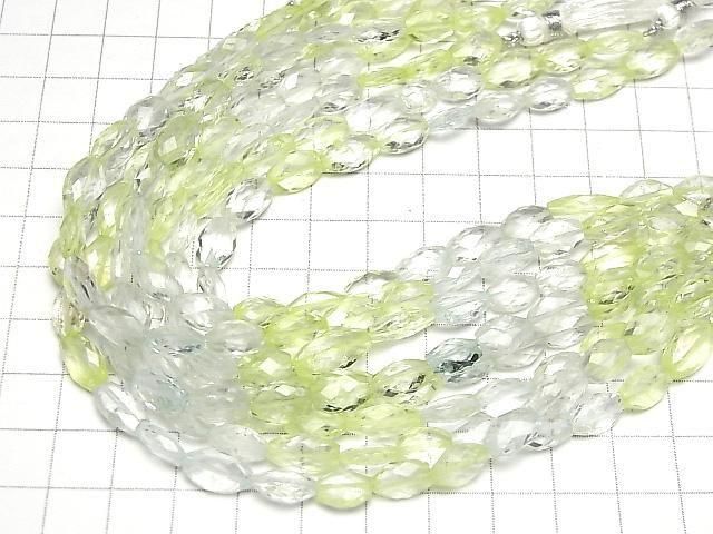 Hochwertige Berylmischung (Multicolor Aquamarin) AAA Oval - Facettierter Nugget halb oder 1Strang Perlen (ca. 7 Zoll / 18 cm)