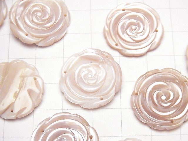 Hochwertige rosa Muschel Rose 22mm 3 Löcher 1 Stück