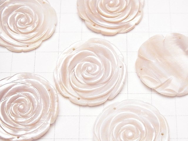 Hochwertige rosa Muschel Rose 30mm 3 Löcher 1 Stück