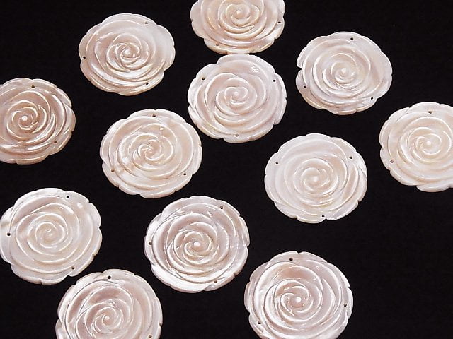 Hochwertige rosa Muschel Rose 30mm 3 Löcher 1 Stück