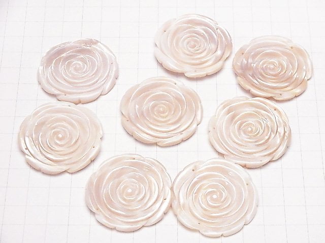 Hochwertige rosa Muschel Rose 40mm 3 Löcher 1 Stück
