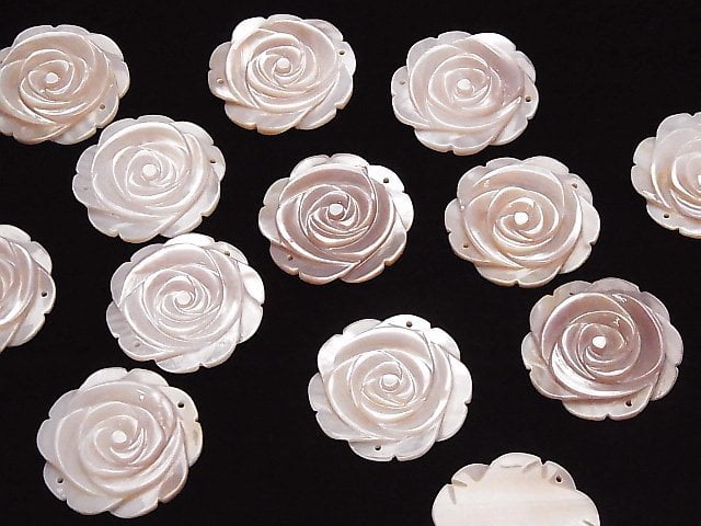 Hochwertige rosa Muschel Rose 30mm 2 Löcher 1 Stück