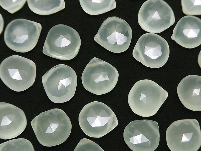 Hochwertige Hellgrüne Chalcedon AAA Kastanie Facettierte Briolette 10 Stück