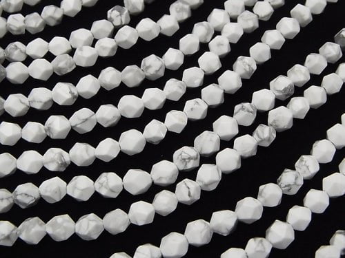 1strand $6.79! Howlite Magnesite 24Faceted Round 6mm 1strand beads (aprx.15inch/37cm)