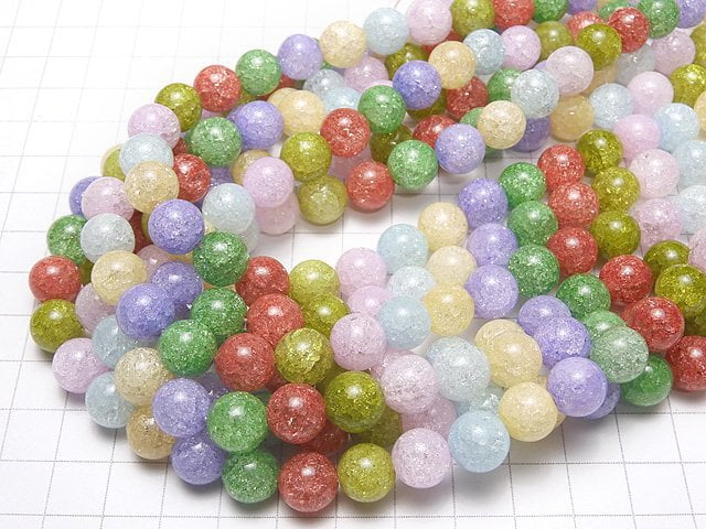 1strang 8,79 $! Mehrfarbiger Risskristall Runde 10mm NO.2 1strang Perlen (ca. 15 Zoll / 36 cm)
