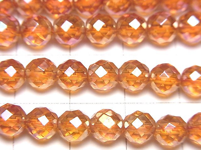 Orange Flash Kristall 64 facettiert Rund 6 mm halb oder 1Strang Perlen (ca. 15 Zoll / 36 cm)