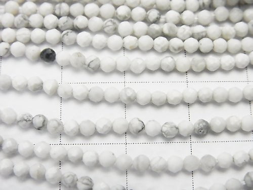 Hohe Qualität! 1 Strang $6.79! Howlit Magnesit facettierte runde 2 mm 1 Strang Perlen (ca. 15 Zoll / 38 cm)