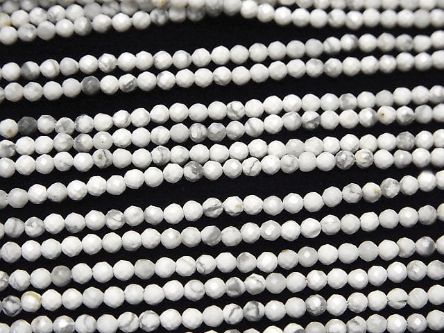 High Quality! 1strand $7.79! Howlite Magnesite Faceted Round 3mm 1strand beads (aprx.15inch/38cm)