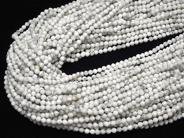 High Quality! 1strand $7.79! Howlite Magnesite Faceted Round 3mm 1strand beads (aprx.15inch/38cm)