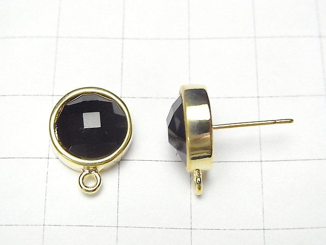 Ohrringe Ohrstecker Kupfer 1 Paar mit Münz-Obsidian