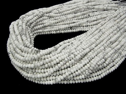 High Quality! Howlite Magnesite Faceted Button Rondelle 4x4x2.5mm half or 1strand beads (aprx.15inch/37cm)
