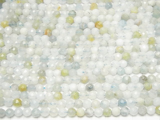 Mehrfarbiger Aquamarin 64 Facettierte Runde 6 mm halb oder 1 Strang Perlen (ca. 15 Zoll / 37 cm)