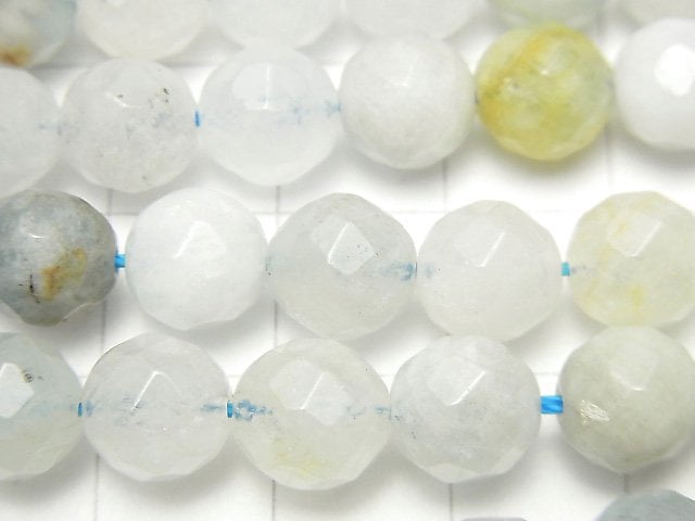 Mehrfarbiger Aquamarin 64 Facettierte Runde 8 mm halb oder 1 Strang Perlen (ca. 15 Zoll / 37 cm)