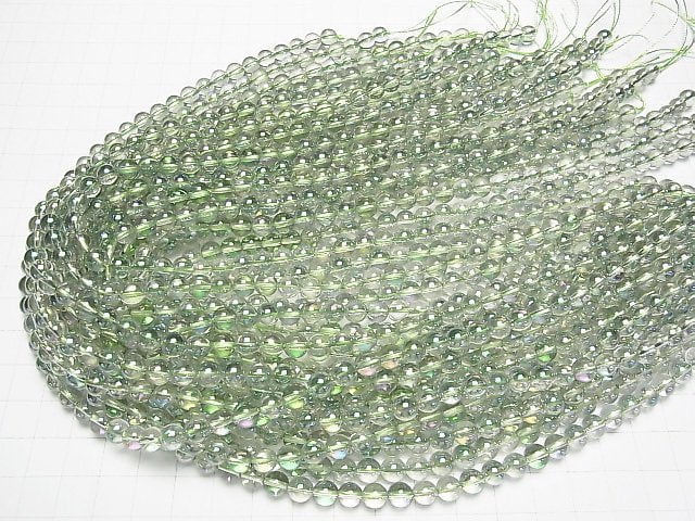 Grüner Flash Kristall Rund 6mm halbe oder 1 Strang Perlen (ca. 15 Zoll / 37 cm)
