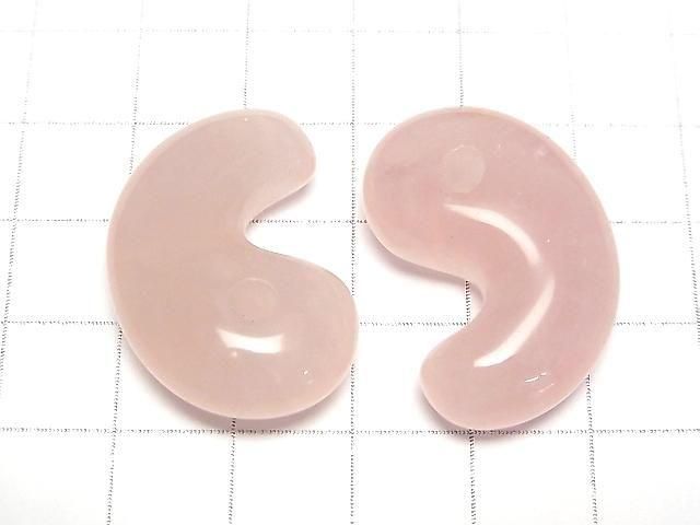 Rosenquarz AA++ Komma-förmige Perle 30x20mm 2 Stück