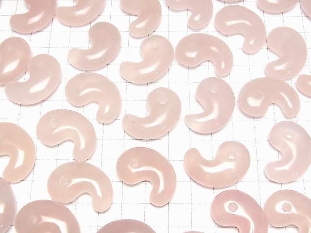 Rosenquarz AA++ Komma-förmige Perle 30x20mm 2 Stück