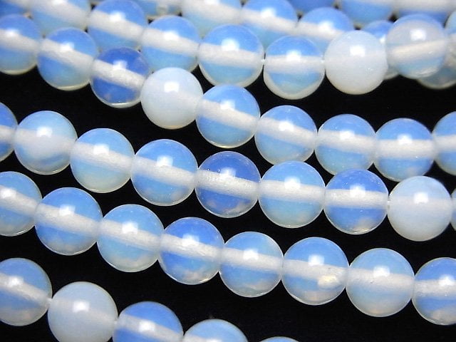 Synthetischer Opal Rund 6mm Weiß 1 Strang Perlen (ca. 14 Zoll / 34 cm)