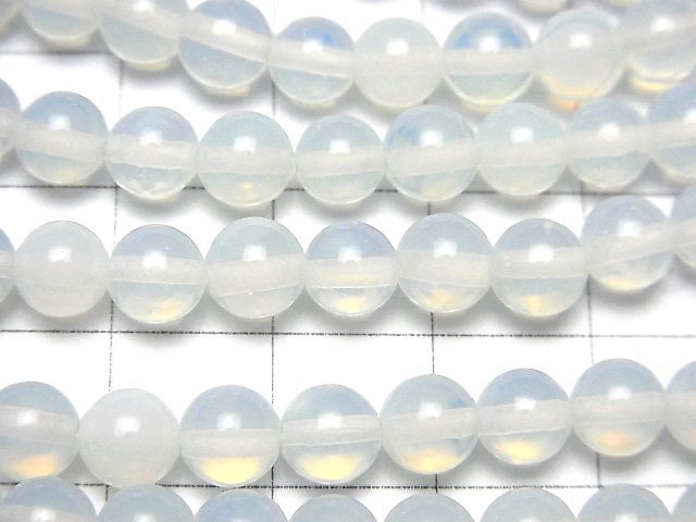Synthetischer Opal Rund 6mm Weiß 1 Strang Perlen (ca. 14 Zoll / 34 cm)